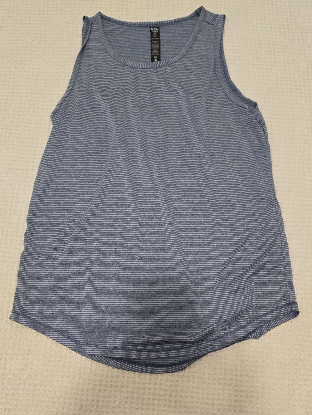 Blue Micro-Stripe Athletic Tank Top